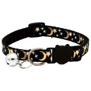 Black Moon Star Astrology Cat Dog Breakaway Collar Bell Adjustable Night